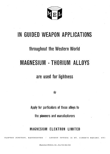 Magnesium Elektron. Magnesium Thorium Alloys                     