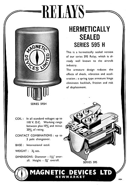 Magnetic Devices Ltd - Electrical relay Series 595H              