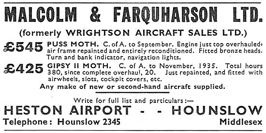 Malcolm & Farquarson  - Formerley Wrightson Aircraft Sales       