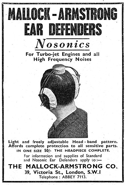 Mallock Armstrong Ear Defenders - 1950 Advert                    