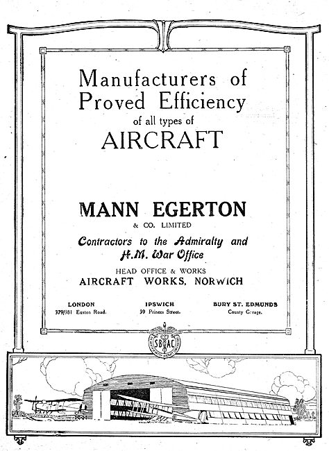 Mann Egerton Manufacturers Of All Types Of Aircraft              