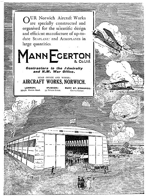 Mann Egerton Aircraft Manufacturers. Aircraft Works Norwich.     