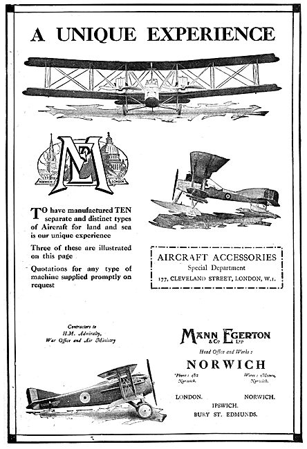 Mann Egerton Manufacturers Of Seaplanes & Aeroplanes             