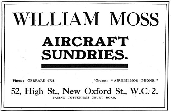 William Moss. High St. New Oxford St. Aircraft Sundries          