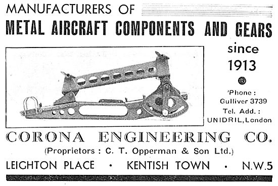 Corona Engineering Co. Kentish Town. Aircraft Parts & Gears      