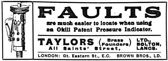 Taylors (Brass Founders) Ltd. Bolton. Okill Pressure Indicators  