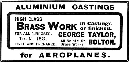 George Taylor All Saints Brass Works Bolton - Aeroplane Castings 