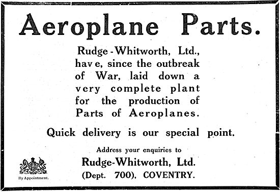 Rudge-Whitworth Ltd - Manufacturers Of Aircraft Parts            