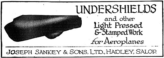 Joseph Sankey & Sons - Undershields & Presswork For Aeroplanes   