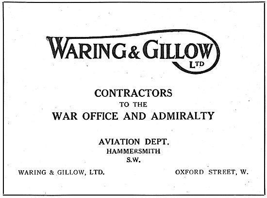 Waring & Gillow Ltd Aviation Department. Government Contractors  