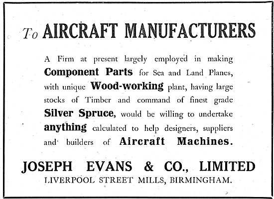 Joseph Evans & Co. Liverpool St Mills Birmingham. Woodworkers    