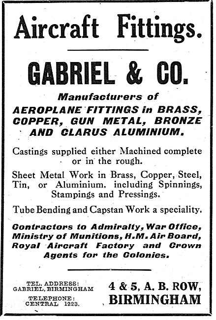 Gabriel & Co. A.B.Row. Bham - General Aircraft Engineering Work  