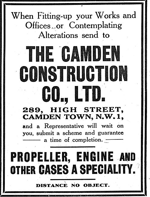 The Camden Construction Co: Aircraft Engine Cases & Propellers   