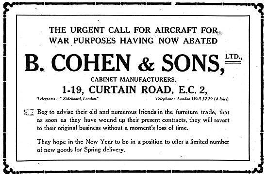 B.Cohen & Sons. 1-19 Curtain Road. EC2 - Propeller Manufacturers 