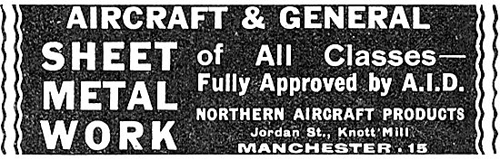 Northern Aircraft Products. Jordan St, Manchester. Sheet Metal   