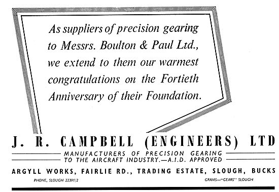 R.Campbell (Engineers) Ltd .Slough.  Precision Gearing           