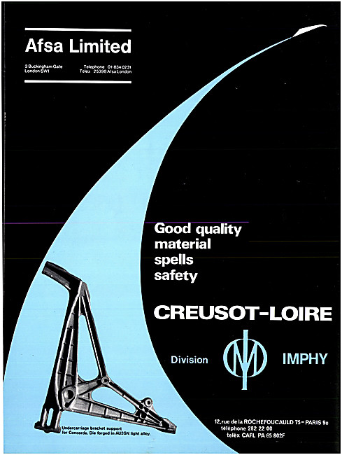 Creusot-Loire. IMPHY. Aircraft Materials                         
