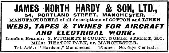 James, North Hardy & Son. Webs, Tapes & Twine For Aircraft       