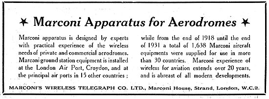Marconi Wireless Apparatus For Aerodromes                        