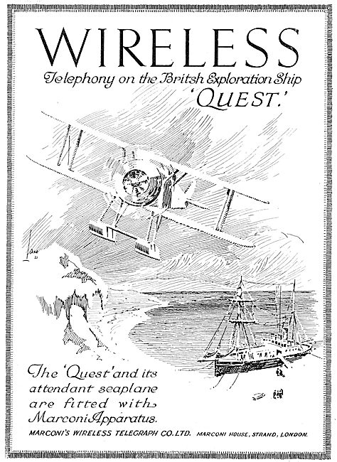 Marconis Wireless Telephony Used On The Brtish Ship 'Quest'.     