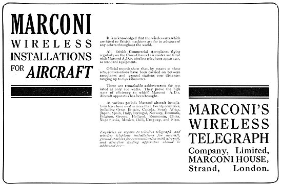 Marconi Wireless Installations For Aircraft                      