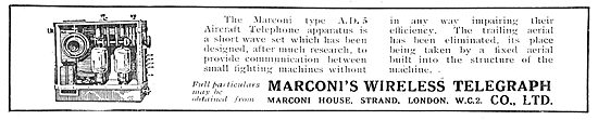 Marconi Wireless Telephony For Aircraft. AD8 Apparatus.          