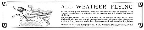 Marconi Wireless Aids All Weather Flying                         