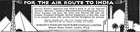 Marconi Wireless Apparatus Selected For The Air Route To India   