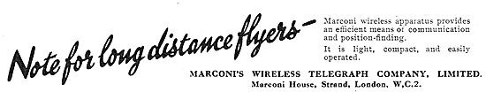 Marconi Wireless For  Long Distance Fliers..                     