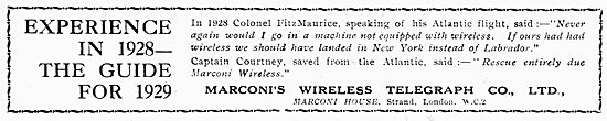 Colonel FitzMaurice Speaks Of His Atlantic Flight With Marconi...
