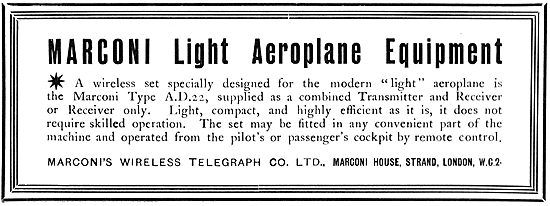 Marconi Light  Aeroplane Wireless Equipment. AD22                