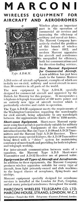 Marconi Wireless Apparatus For Aircraft & Aerodromes             