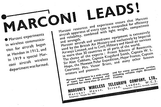 Marconi Wireless Equipment In Use In More Than 30 Countries      