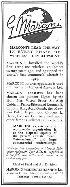 Marconi Aircraft Wireless Equipment 1932                         