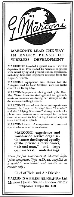 Marconi Aircraft Wireless Equipment                              