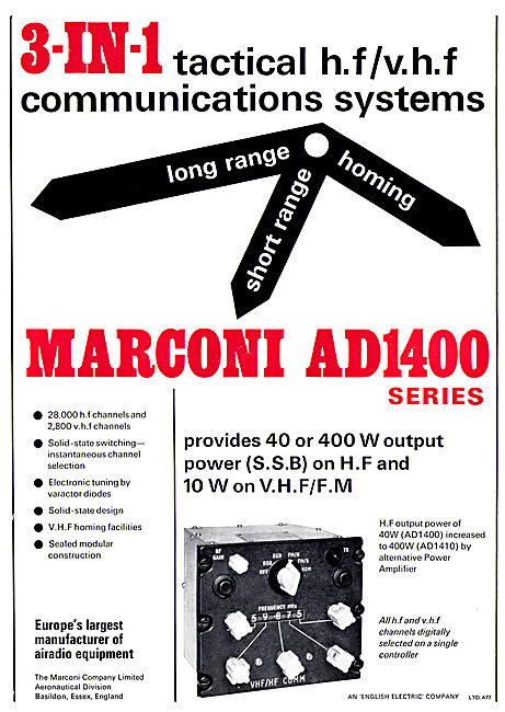 Marconi AD1400 Tactical Radar & Communications Systems           