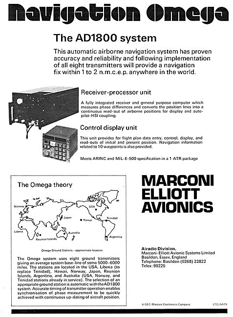 Marconi-Elliott Omega AD1800 Navigation System                   