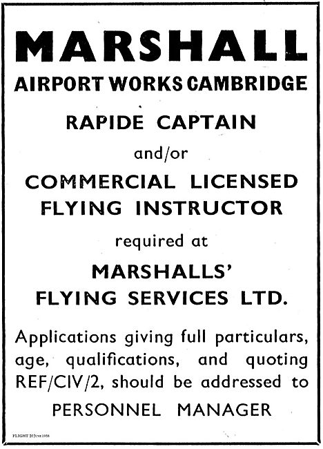 Marshalls Of Cambridge - Recruitment 1958                        