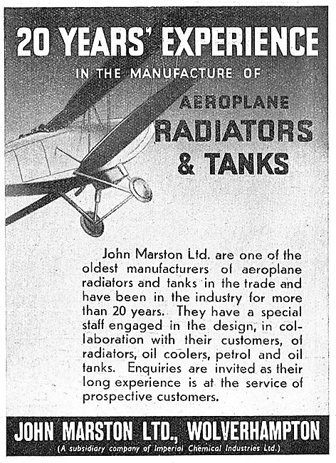 John Marston Ltd - Aircraft Radiators & Tanks                    