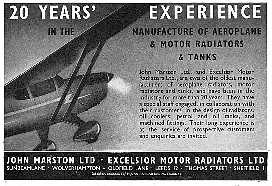 John Marston Ltd - Aircraft Radiators & Tanks                    