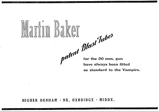 Martin-Baker Blast Tubes For 20mm Vampire Guns                   