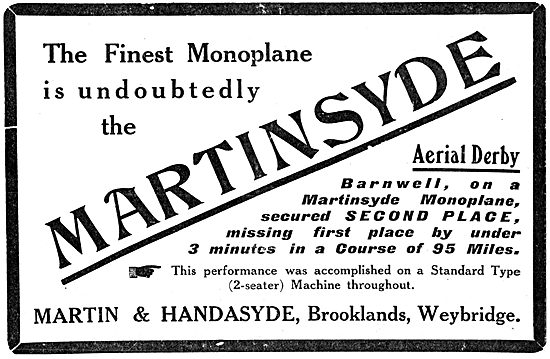 Martinsyde Monoplane 1913 - Martin & Handasyde                   