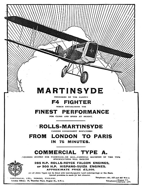 Martinsyde F4 Fighter Aircraft                                   