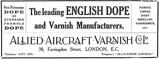 Allied Aircraft Varnish Co Ltd. Dope & Varnish Manufacturers     