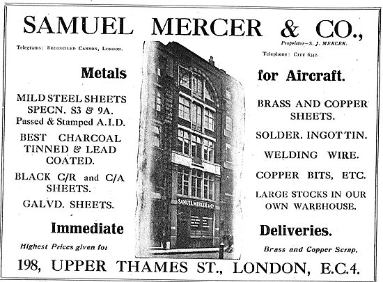 Samuel Mercer & Co - Metal Suppliers To The Aircraft Industry    