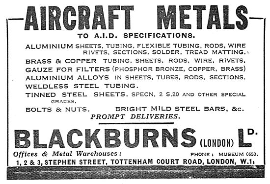 Blackburns (London) Ltd - Aircraft Metals To A.I.D. Specification