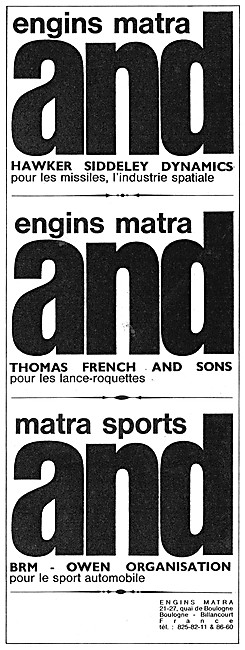 Matra Aeropsace Products 1966                                    