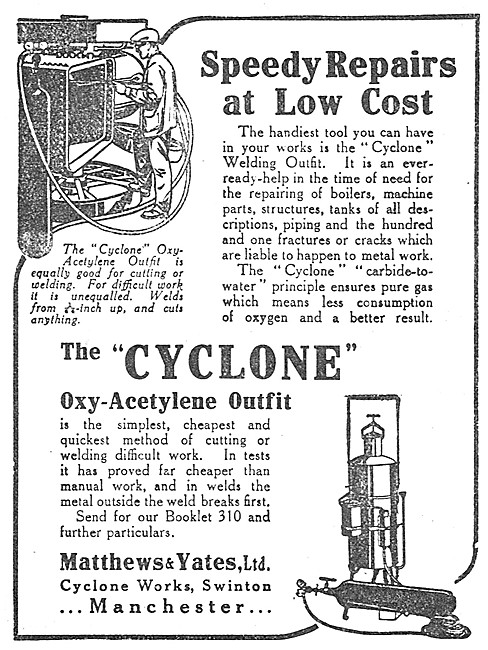 Matthews & Yates Electric Welding Equipment. Oxy-Acetylene       