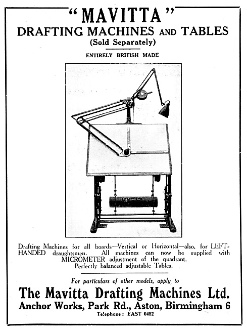 Mavitta Drafting Machines & Tables 1939                          