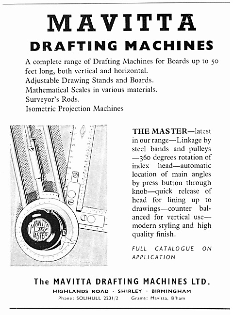 Mavitta Drafting Machines The Master 1954                        